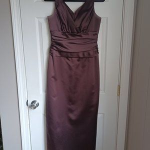 David's Bridal - Chcolate Brown Satin Dress